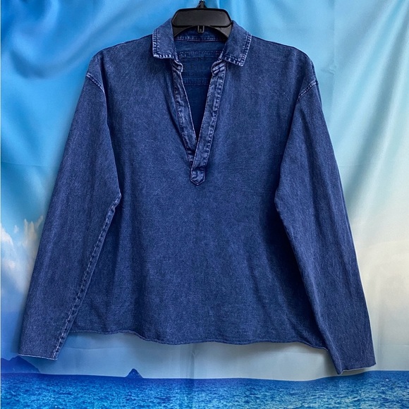 Frank & Eileen PATRICK Popover Henley Heritage Jersey Size: XS Mineral Blue - Picture 3 of 16